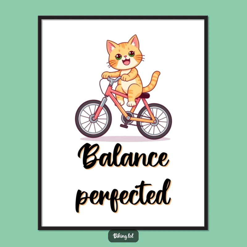 Funny Cat Wheelie Digital Art: Cool Decor, Your Funny Gift!
