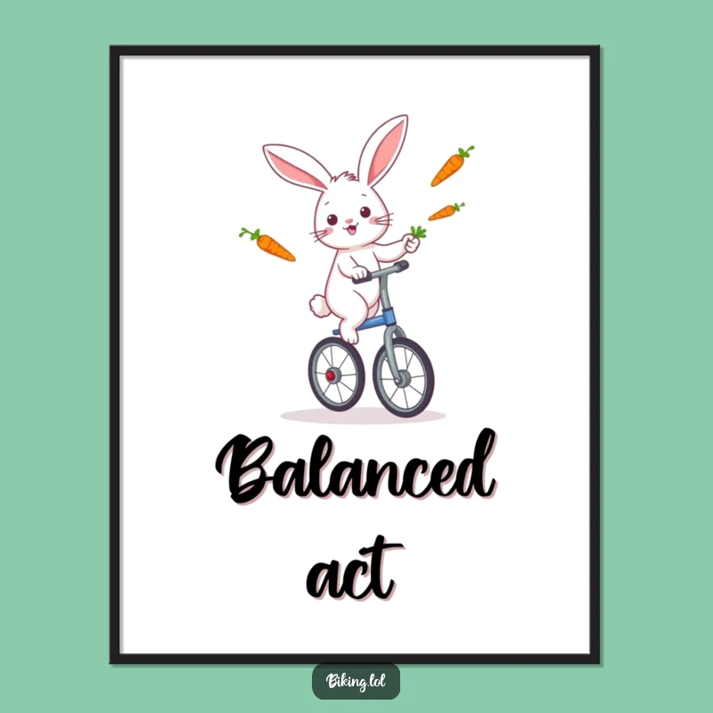 Funny Rabbit Unicycle Digital Art: Juggling Fun for Instant Decor!