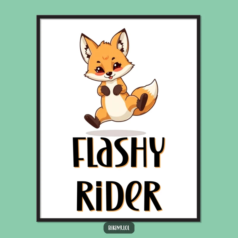 Funny Fox Cub Wheelie Digital Art: Hilarious Decor for the Bold!