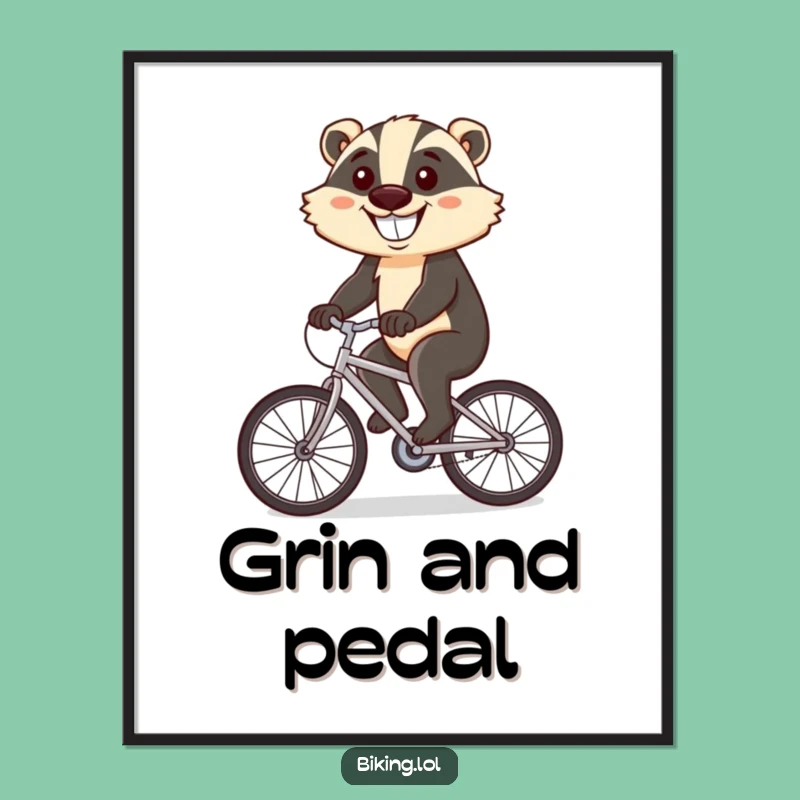 Funny Badger Cycling Digital Art: Printable Hilarious Determination