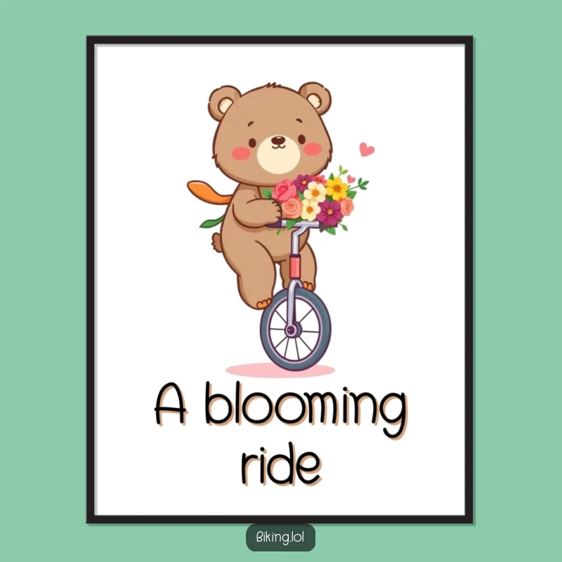Funny Bear Unicycle Art Print: Gentle Rider Decor, Instant Funny Gift