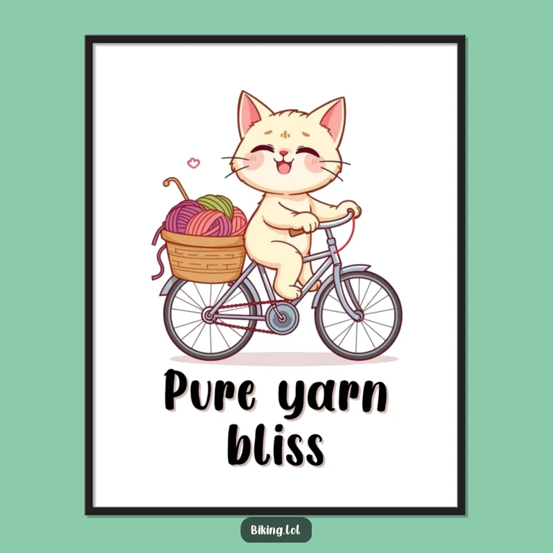 Funny Giggling Cat Bicycle Digital Art Print - Instant Hilarious Wall Decor for Cat Lovers
