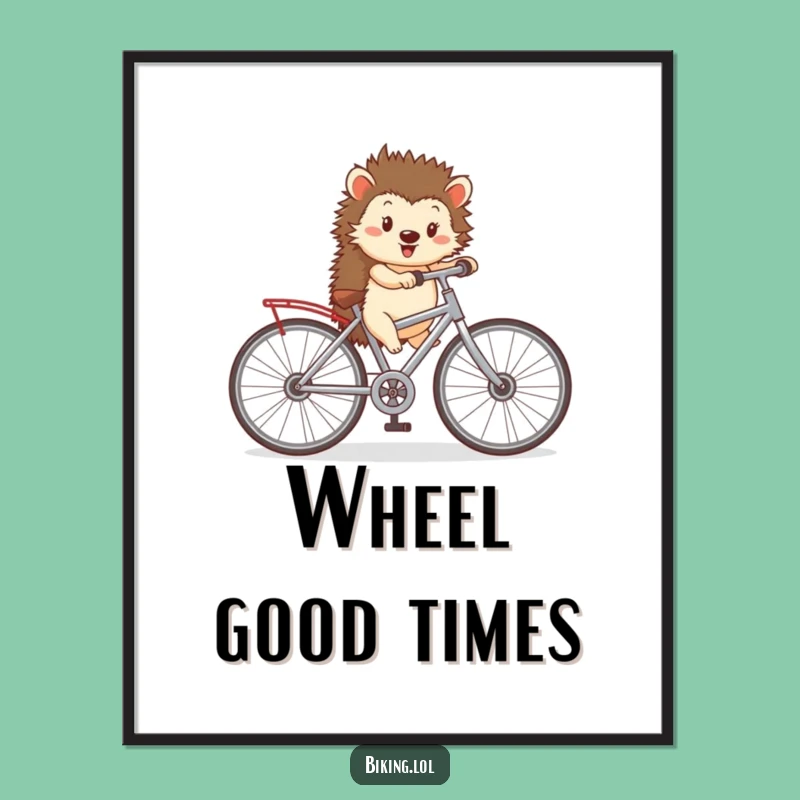 Funny Hedgehog Bicycle Digital Art: Instant Quirky Joy, Perfect Art Gift