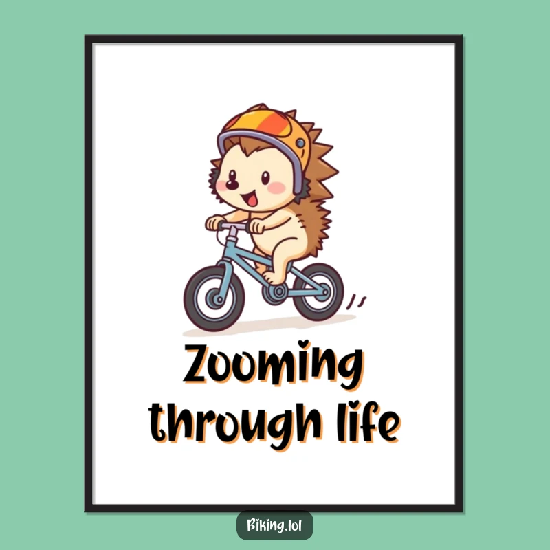 Funny Hedgehog Speed Digital Art - Hilarious Cycling Print for Instant Joy