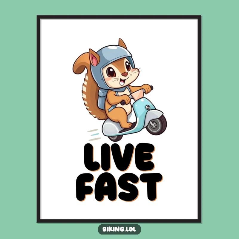 Funny Squirrel Scooter Digital Art Print: Bring Hilarious High-Speed Energy to Your Space!