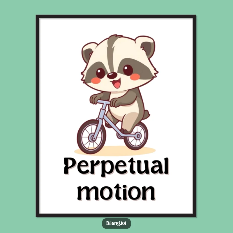 Funny Badger Unicycle Digital Art: Happy Cyclist Print