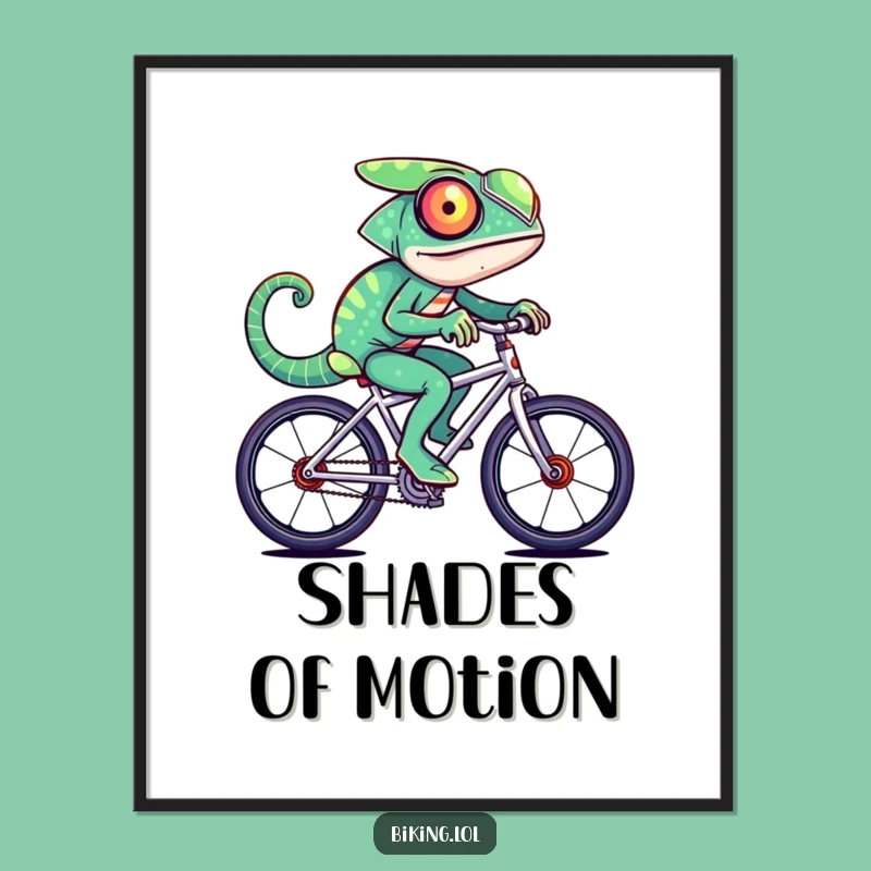 Funny Chameleon Bike Digital Print: Speed Color Change Art