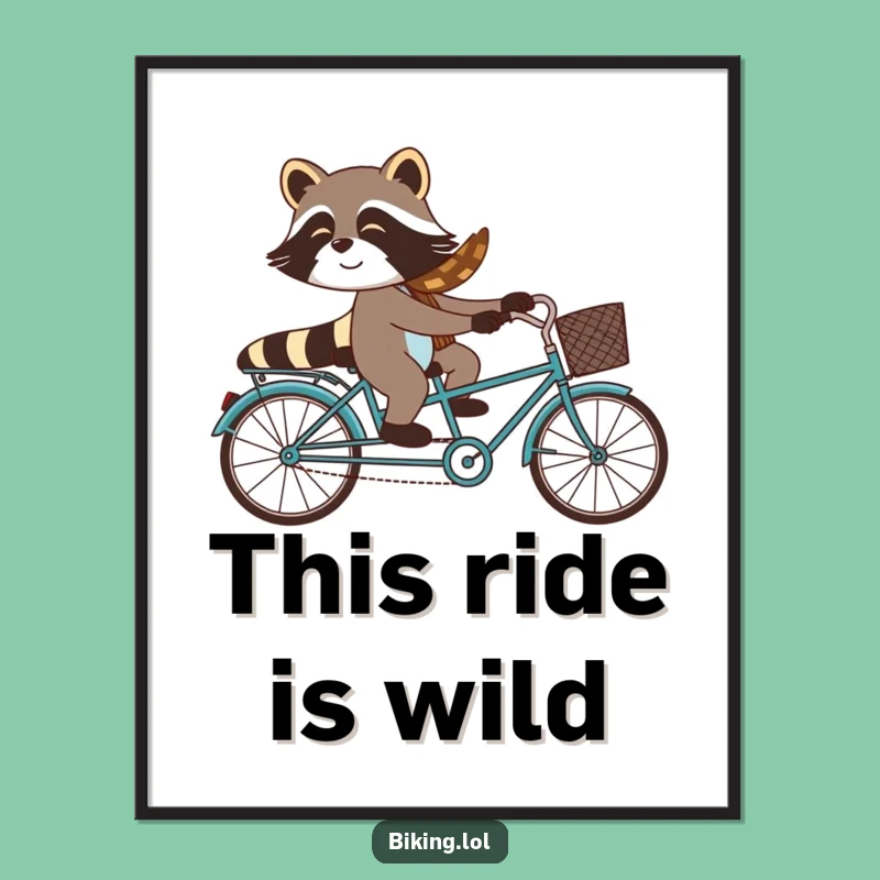 Funny Raccoon Tandem Bicycle Digital Art Print - Instant Humorous Decor for Your Walls