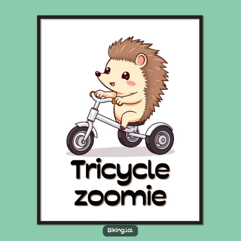 Funny Hedgehog Tricycle Digital Art - Instant Whimsy and Hilarious Gift