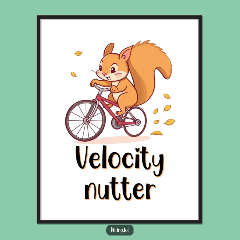 Funny Squirrel Bicycle Art Print - High-Speed Joyful Wall Decor Funny Gift