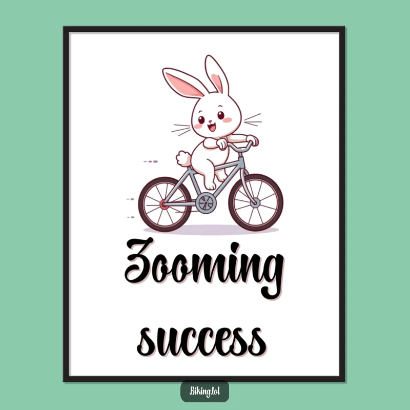 Funny Bunny Bicycle Digital Art: Joyful Rabbit's Zoom - Instant Funny Gift Download