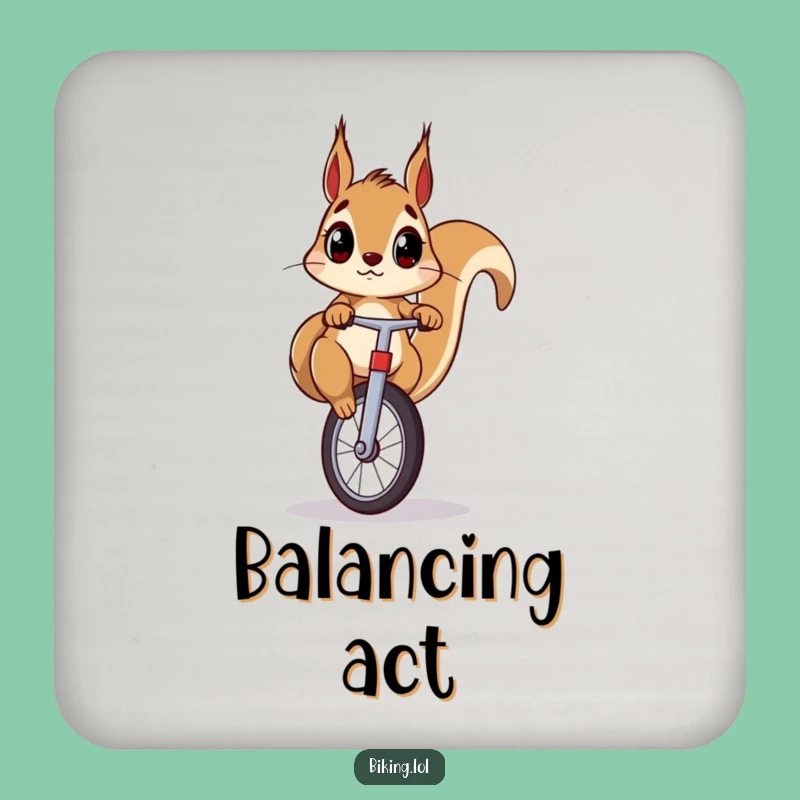 Funny Squirrel Unicycle Coaster: Protect Surfaces with Humor!