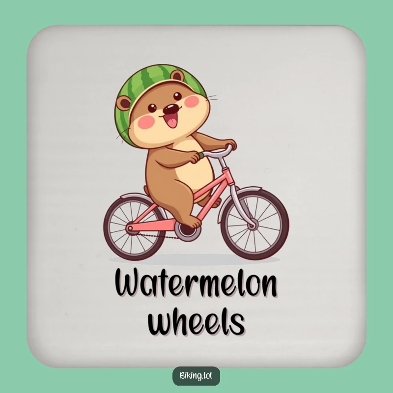 Funny Beaver Watermelon Helmet Coaster: Protect Surfaces with Humor, Hilarious Gift