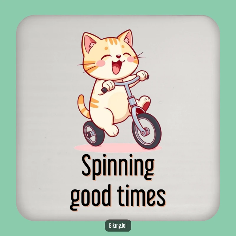 Funny Cat Unicycle Drink Coaster: Energetic Surface Protection