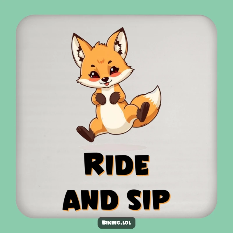 Funny Fox Cub Wheelie Coaster: Hilarious Bar Accessory Gift!