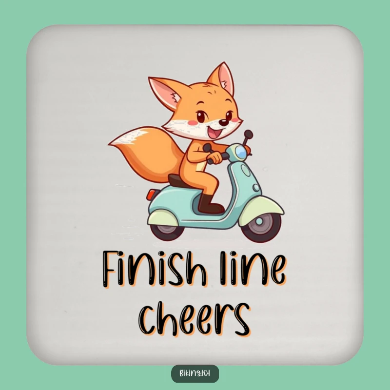 Funny Fox Scooter Coaster: Playful Finish Line Guardian