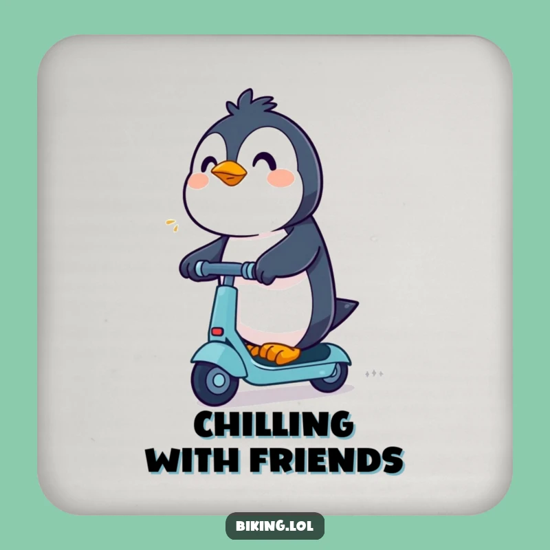Funny Penguin Scooter Coaster: Protect Surfaces with Excited Rider