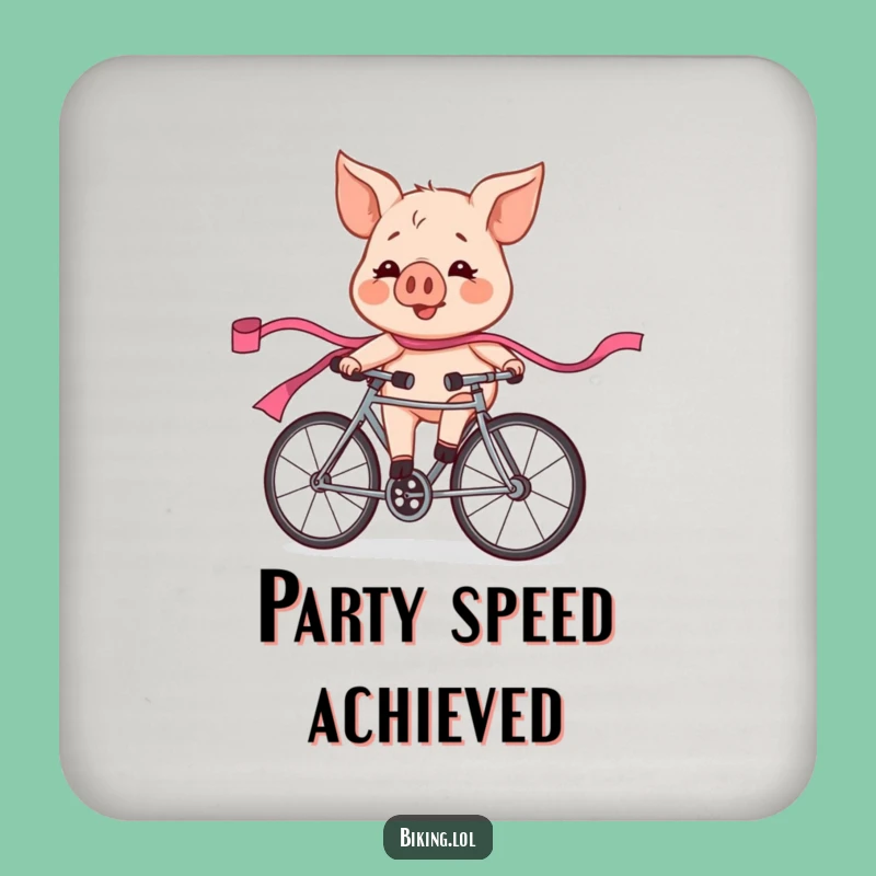 Funny Pig Race Coaster: Protect Surfaces with Pink Ribbon