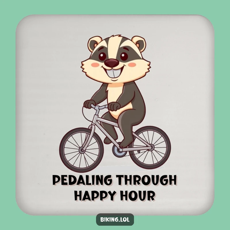 Funny Badger Cycling Coaster: Protect Surfaces with Hilarious Determination