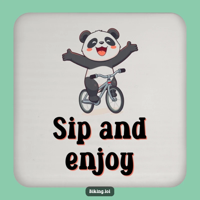 Funny Panda Bicycle Drink Coaster - Protect Surfaces With Joyous Panda