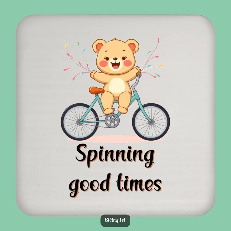 Funny Bear Cub Bicycle Drink Coaster - Protect Surfaces with this Hilarious Cub's Cycling Charm Gift