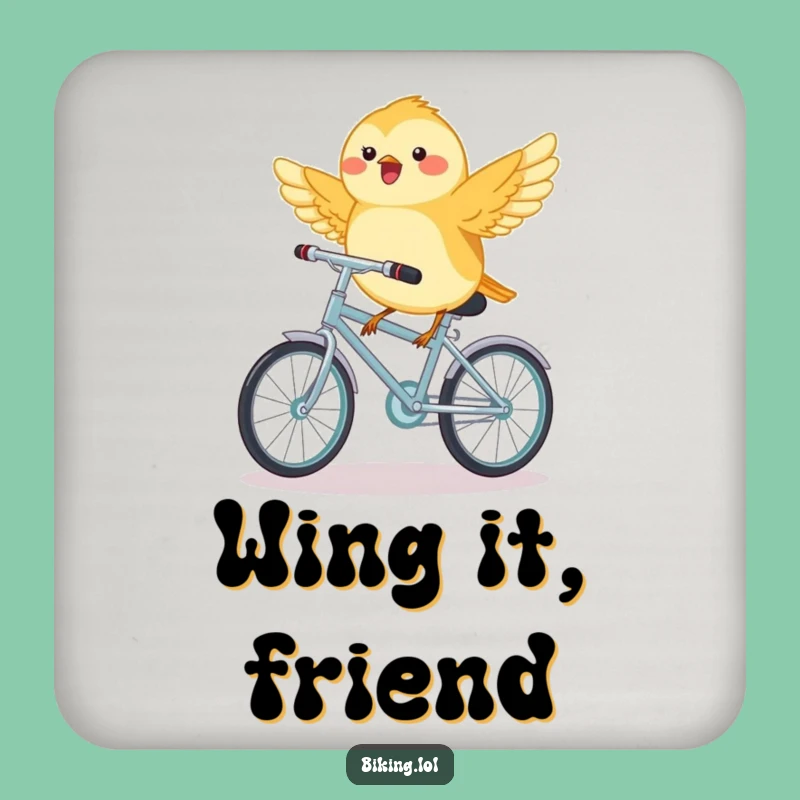 Funny Chickadee Bicycle Drink Coaster - Protect Surfaces with this Tiny Bird's Cycling Charm Gift