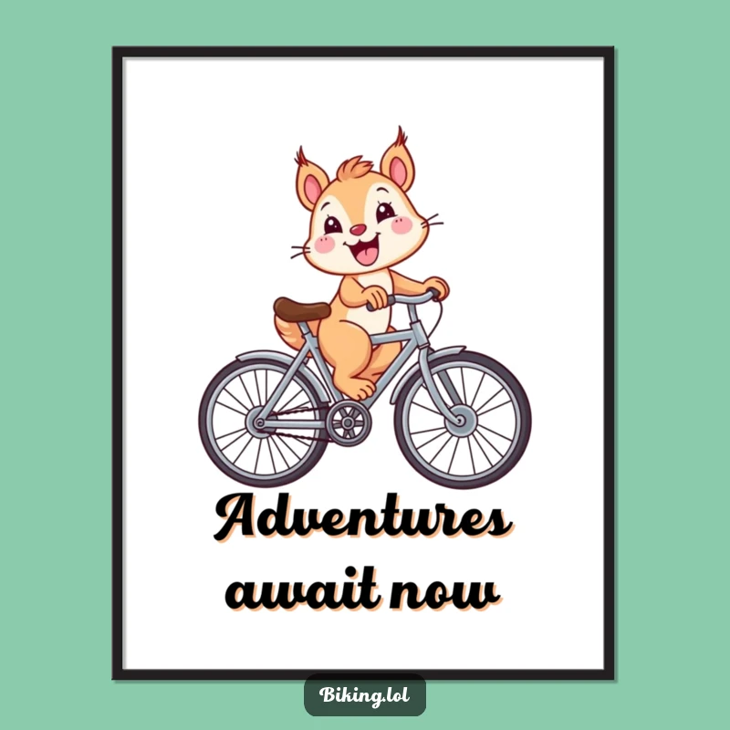 Funny Squirrel Big Wheel Bicycle Poster - Whimsical Wall Art for Cheerful Decor
