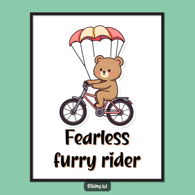 Funny Bear Parachute Poster - Whimsical Wall Art for Daredevils