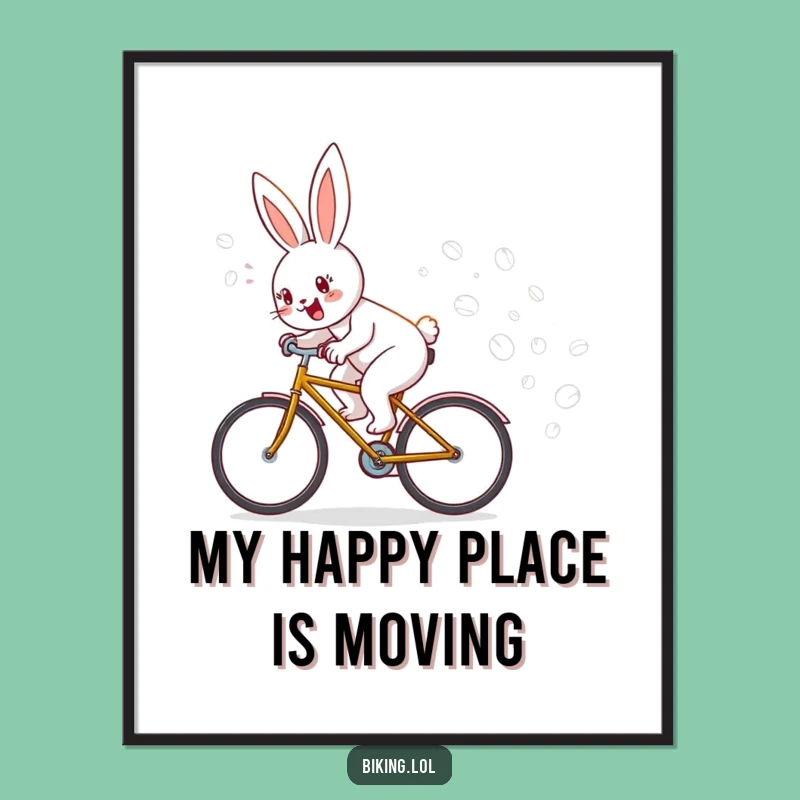 Funny Bunny Bicycle Bubble Poster: Whimsical Wall Art Gift!