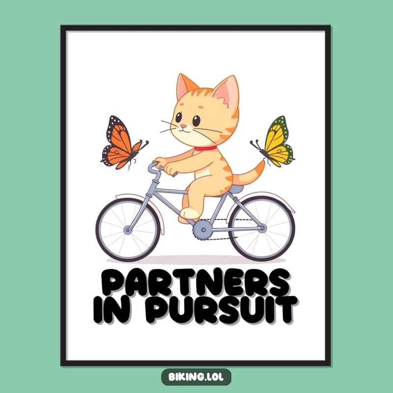 Funny Cat Tandem Bike Poster: Hilarious Wall Art for Cat Lovers!