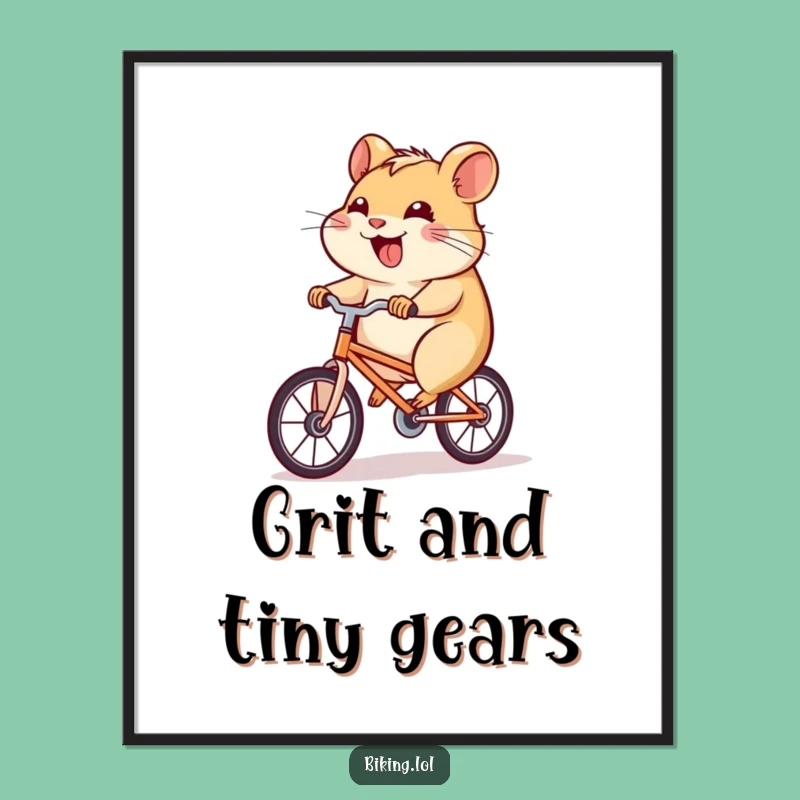 Funny Hamster Bicycle Poster: Inspiring Determined Cyclist Art, Perfect Funny Gift