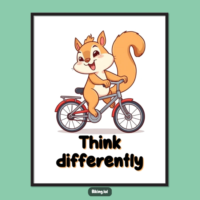 Funny Squirrel Bicycle Poster: Mischievous Rider Art for Walls