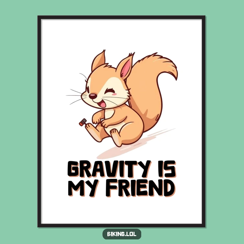 Funny Squirrel Bicycle Poster: Zippy Downhill Art for Your Walls
