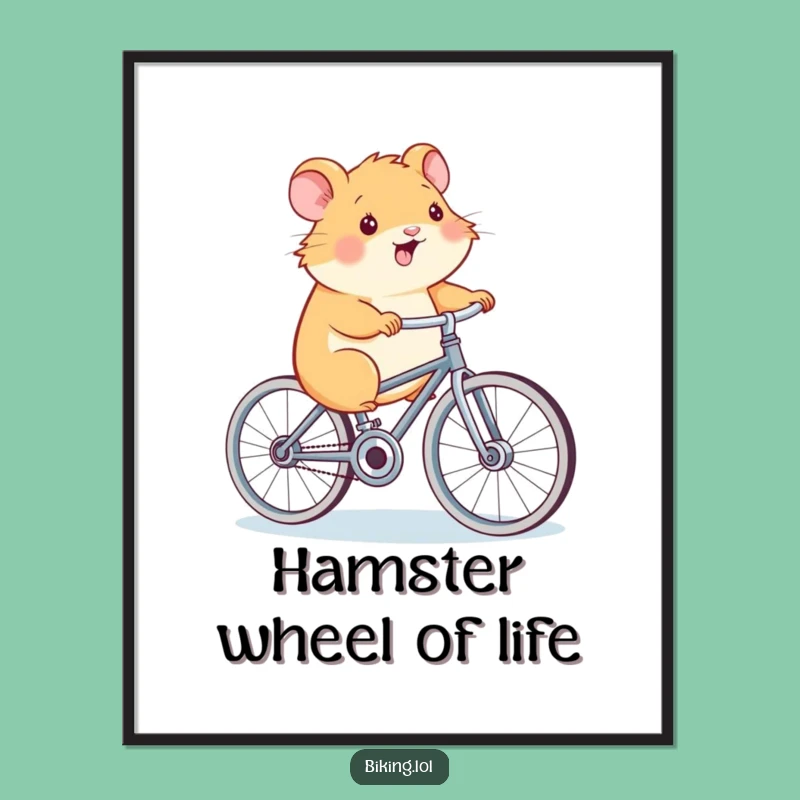 Funny Hamster Power Poster: Hilarious Cycling Art for Fitness Enthusiasts