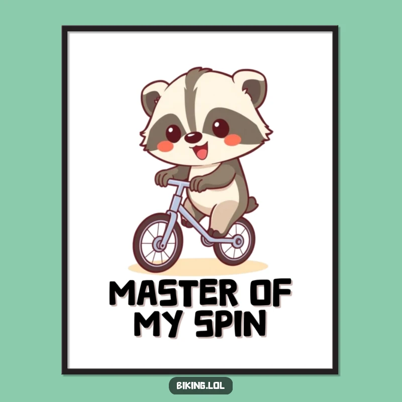 Funny Badger Unicycle Poster: Happy Cyclist Art for Walls