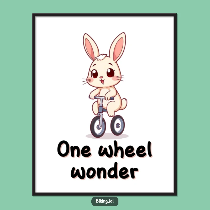 Funny Bunny Unicycle Poster: Quirky Art, Whimsical Funny Gift for Wall Decor