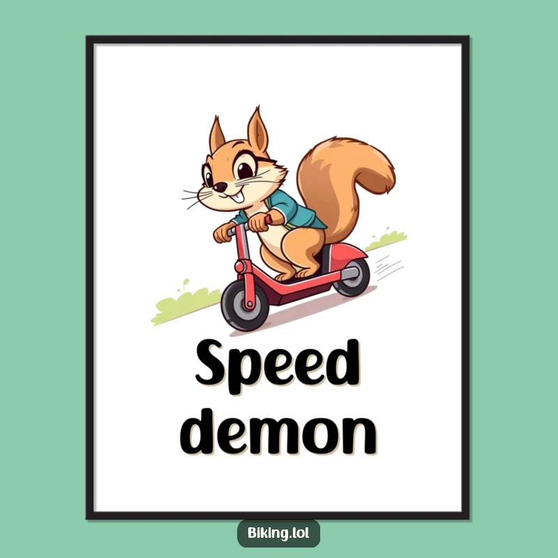 Funny Squirrel Scooter Poster: Cheeky Grin Art for a Laugh!