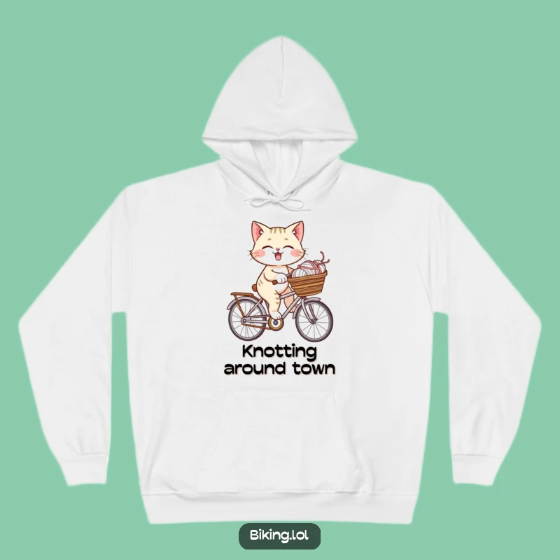 Funny Cat Yarn Bicycle Hoodie - Cozy and Comical Wear for Cat Enthusiasts