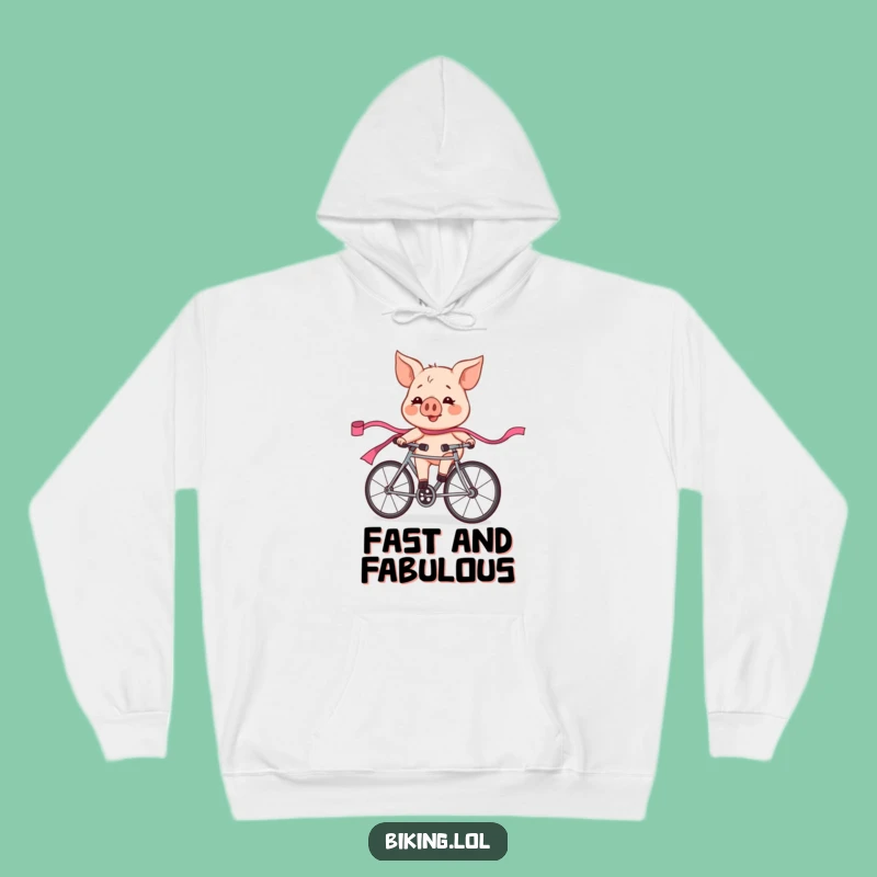 Funny Pig Race Hoodie: Cozy & Exhilarated Cyclist Pink Ribbon Gift