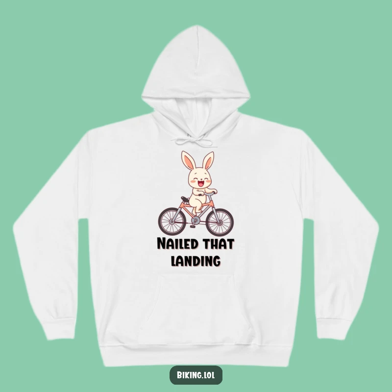 Funny Bunny Wheelie Hoodie: Cozy & Hilarious Bicycle Laughing Character Gift