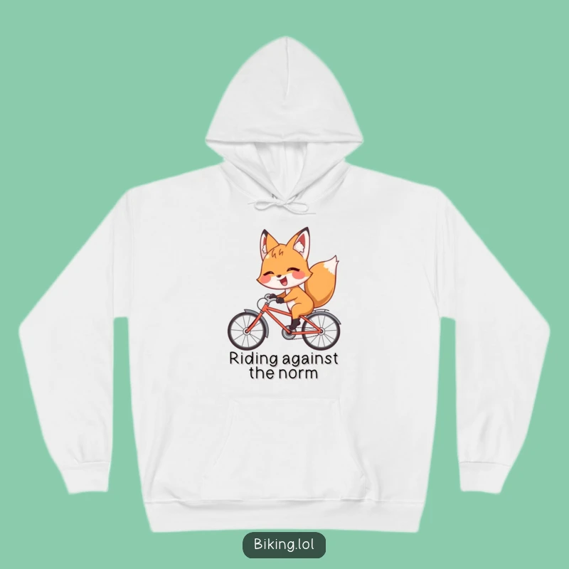 Funny Fox Backward Bicycle Hoodie: Cozy Mischief Sweatshirt, Ultimate Funny Gift