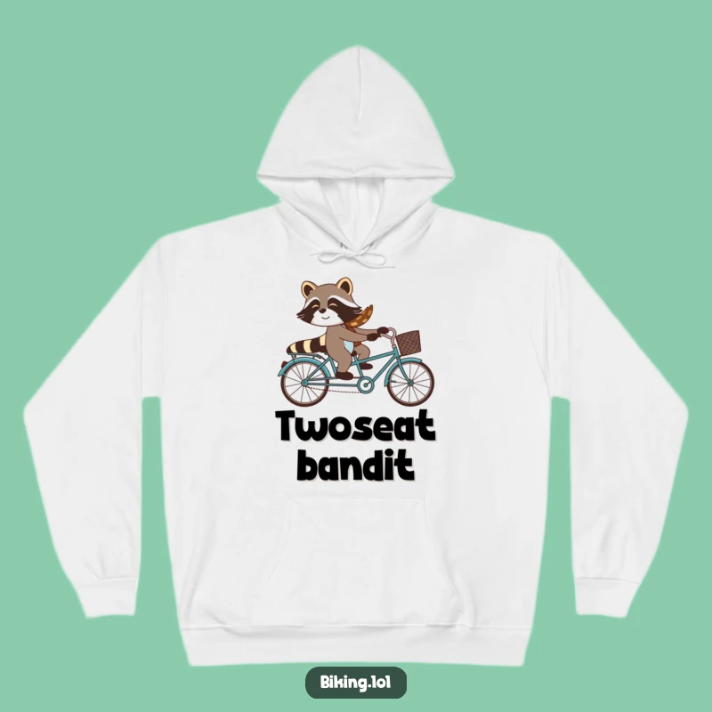 Funny Raccoon Tandem Bike Hoodie - Cozy and Comical Outerwear for Humor Lovers