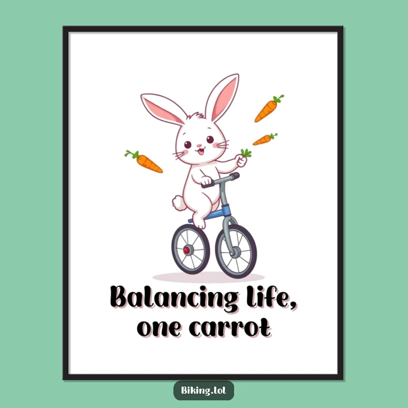 Funny Free Printable Wall Art: Juggling Rabbit Unicycle - Quirky Downloadable Decor
