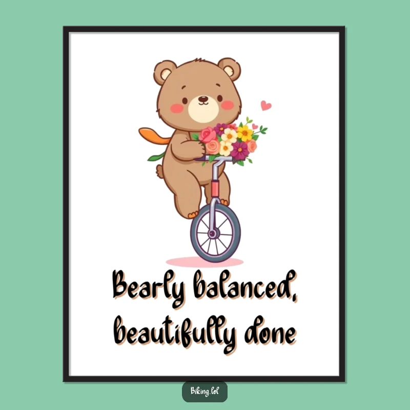 Free Printable Wall Art: Funny Bear Unicycle Art, Hilarious Downloadable Decor for Your Home