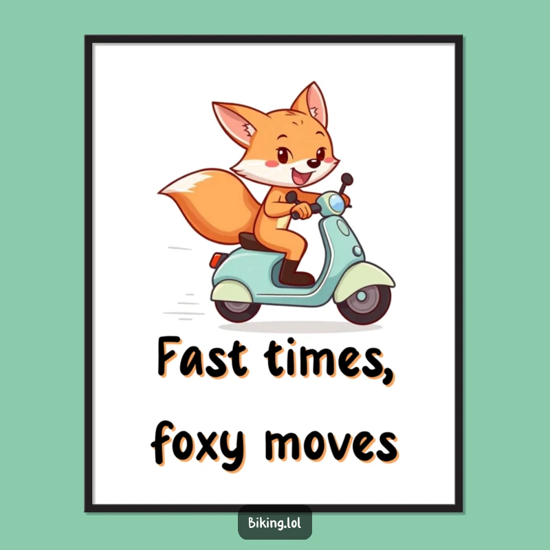 Free Printable Fox Scooter Art: Funny Finish Line Wall Decor Downloadable