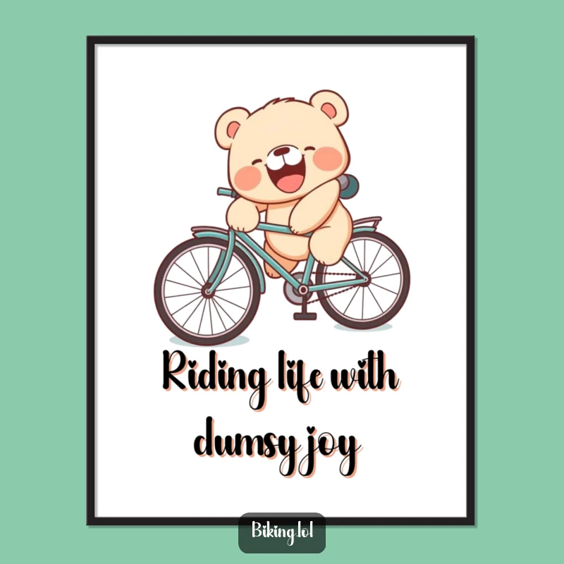 Free Printable Bear Cub Wall Art: Funny Bicycle Buddy Digital Download, Humorous Art
