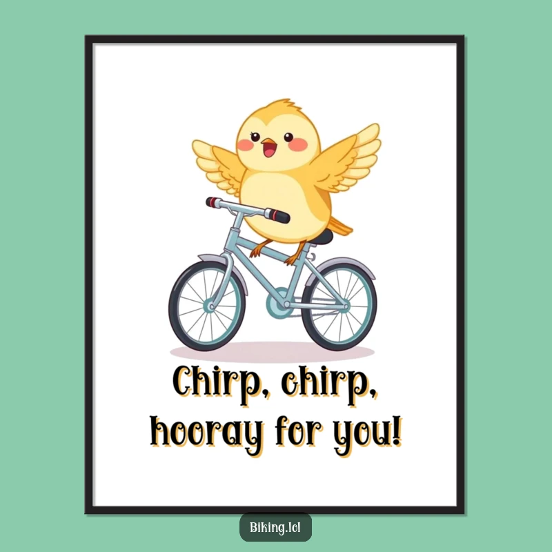 Free Printable Wall Art: Chickadee Bike Adventure, Downloadable Whimsical Decor