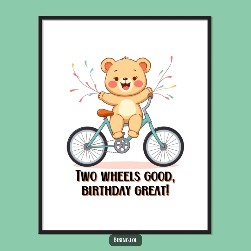 Free Printable Wall Art: Funny Bear Cub Bike Ride, Downloadable Cute Decor