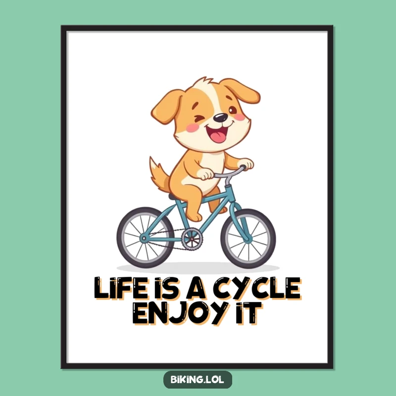 Free Printable Wall Art: Funny Dog Cycling Adventure, Downloadable Humorous Decor Gift
