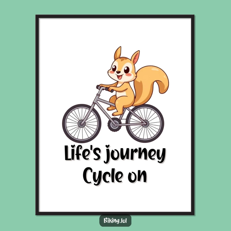 Funny Free Printable Wall Art: Cycling Squirrel, Hilarious Downloadable Decor